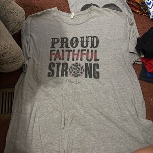 Gray Proud Faithful Strong T-Shirt